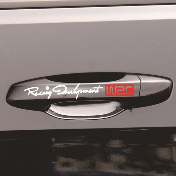 

dewtreetali 4pcs fashion creative auto decorative decals world racing development wrc car door handle vinyl car body decals