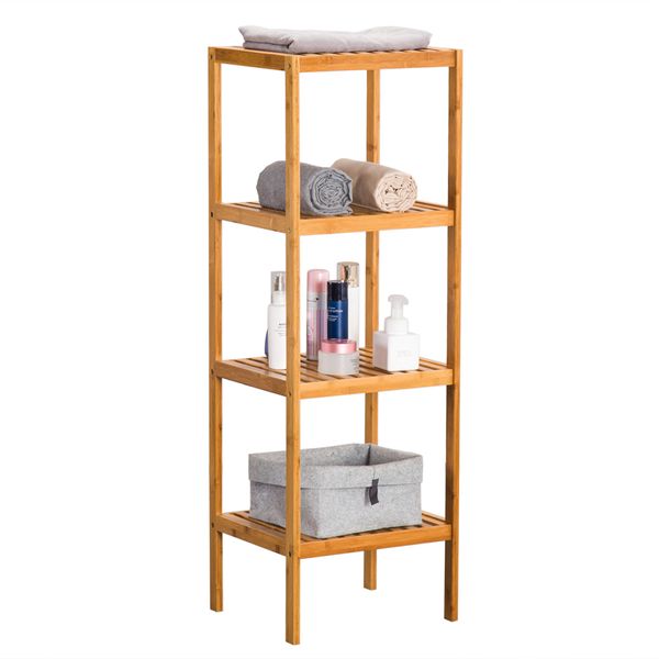 

four-layer shelf color wood home bathroom corner shelf wood display storage rack us stock