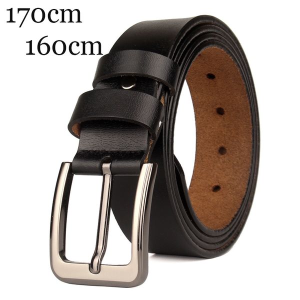 

130 140 150 160 170cm real genuine leather belts for man male casual pin buckle belt men belt leather, Black;brown