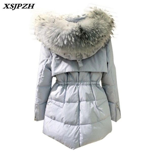 

xsjpzh down jacket woman hooded 2018 new winter thick super large size coat real braided fur collar long women jacket sh175, Black