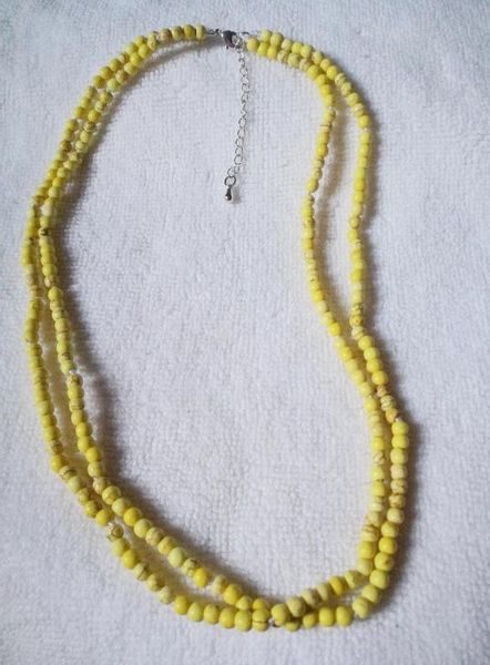

2 rows charm jewelry 4mm yellow stone handmade necklace chain clasp fashion woman 14'' 35cm 18'' 45cm, Golden;silver