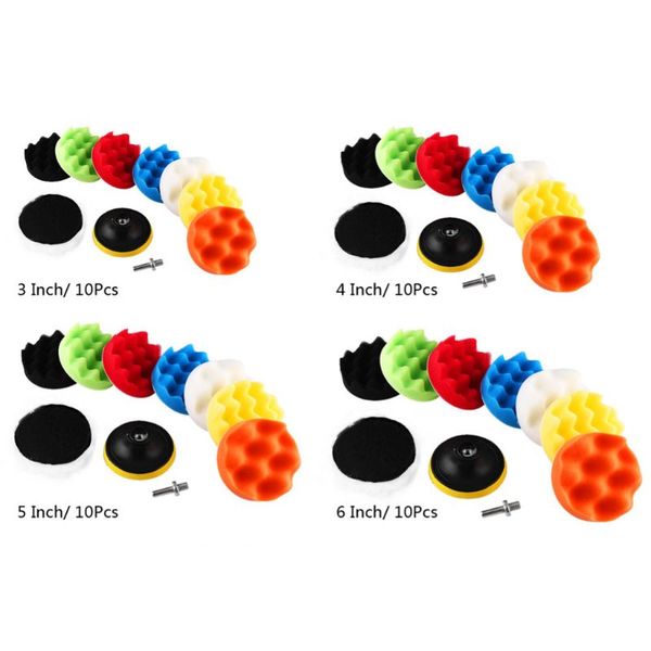 

10pcs 3/4/5/6" car sponge polishing pad buffing waxing mat polisher buffer tool