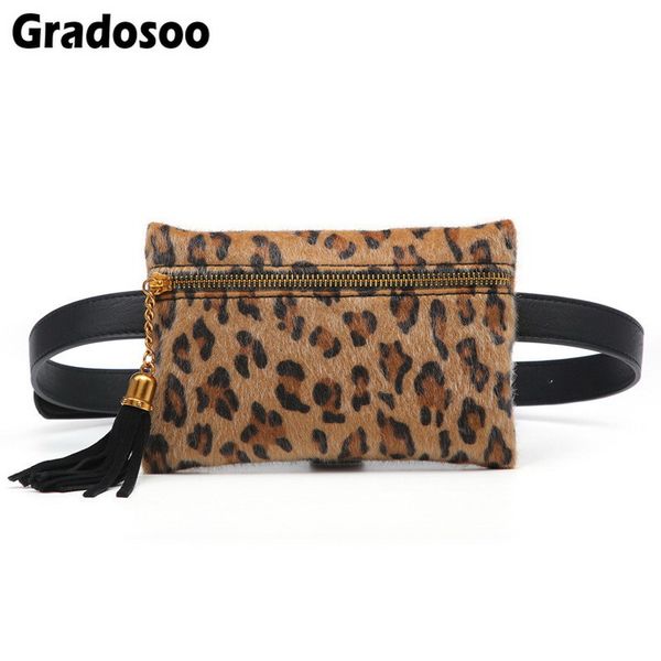 

gradosoo brand leopard chest bag fanny pack for women vintage waist pack phone purse belt bag handing on belt lbf338