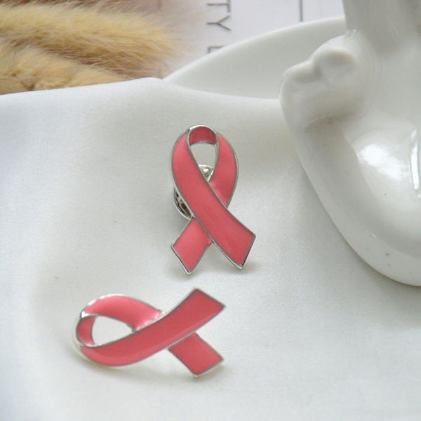 

2x pink enamel awareness ribbon lapel tie hat cap pin, Gray