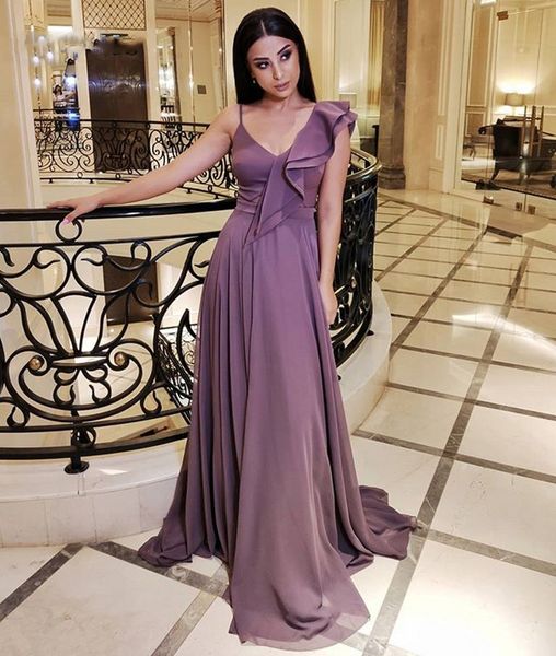 

a-line v-neck spaghetti straps evening dresses long purple chiffon formal women dress simple party gowns vestidos formales para, Black;red