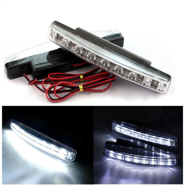 

pair universal car day light 2*8 leds 12v 6000k white auto led daytime running light car led signal