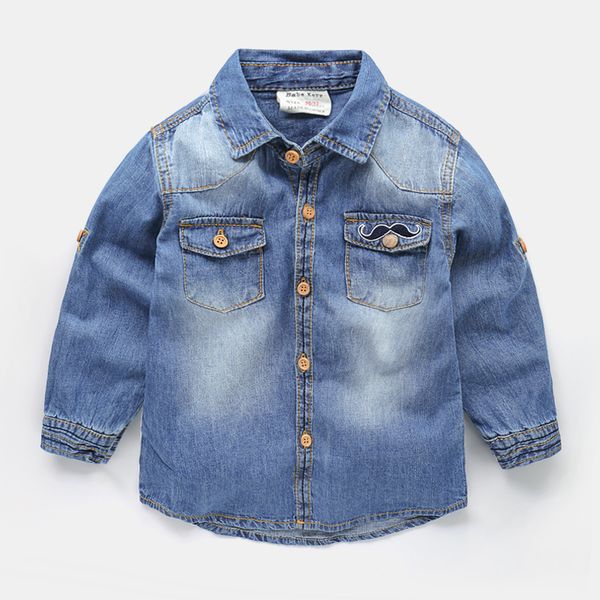 

boys shirts spring and autumn blue jeans casual solid europe and america fashion children shirt good sell children's clothing, White;black
