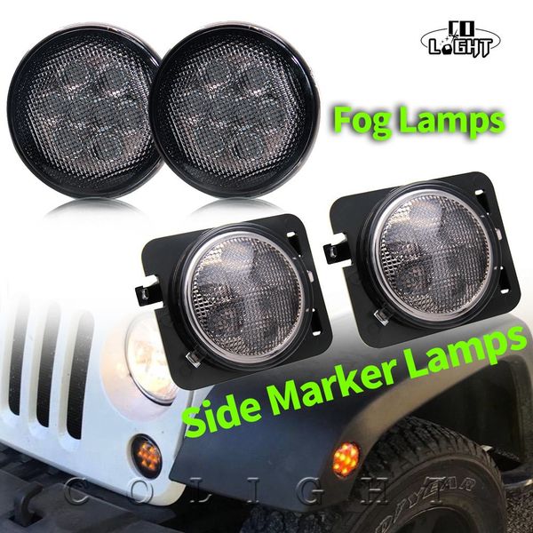

led light combo front fender flares side marker turn signal light 12v 24v for offroad jeep wrangler jk smoke lens amber
