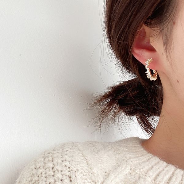 

2020 new hoop earring round cute zircon stone earring for women crystal ear ring fashion jewelry, Golden;silver