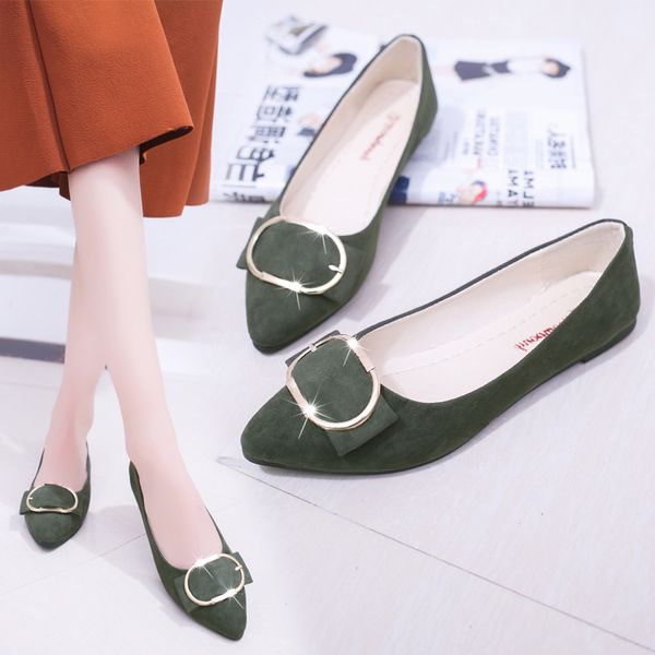 

online celebrity style 2019 all seasons season new style shoes women's pointed toe chunky low heel flat shoes work shoe, Black