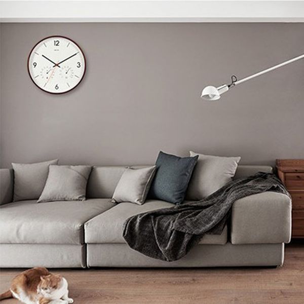 

14inch wood silent non ticking temperature humidity wall clock home decor