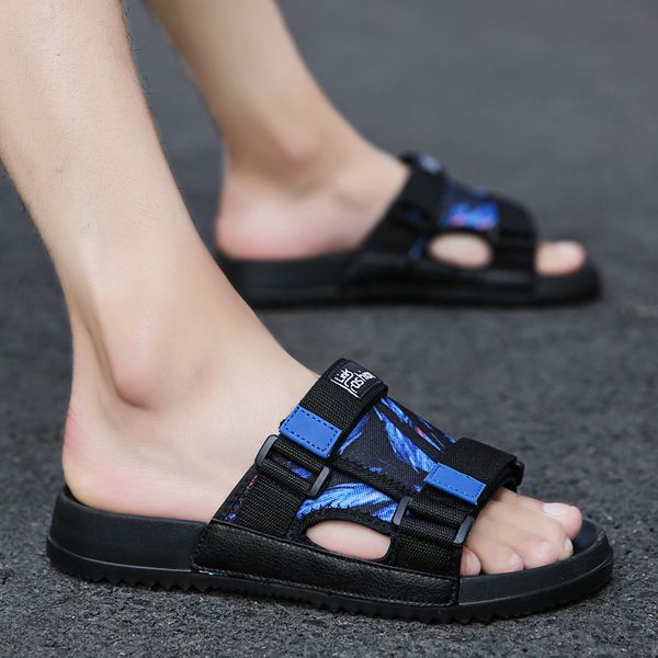 

2019 summer sandals men thick bottomed casual sandals men's breathable anti-slip a- line slippers shoe, Black