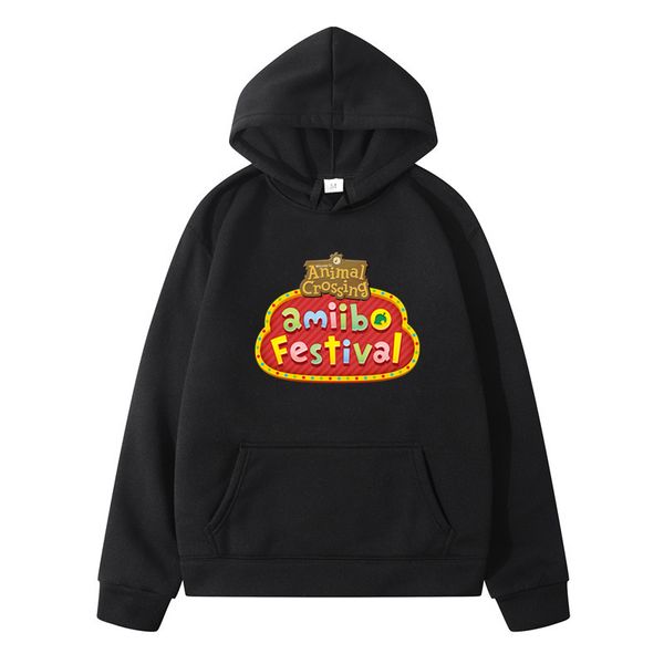 

animal crossing game the screw thread cuff hoodies streetwear sweatshirt men fashion autumn winter hip hop hoodie pullover hoody, Black