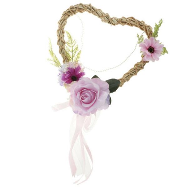 

30cm flower wreath rustic rattan heart silk flower front wreath wedding
