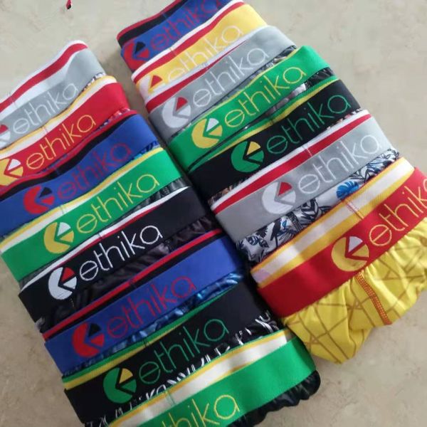 

100% cotton ethika breathable men underwears soft mens boxers brief letter underpants for mens male shorts boxer mixed colors, Black;white