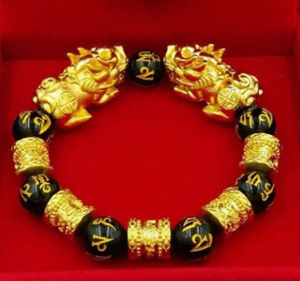 

obsidian браслет храбрые шесть mantra бисер браслеты для мужчин и женщин пара ювелирных изделий, Black