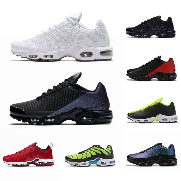 

2020 tn plus se mens running shoes laser fuchsia hyper crimson triple black white men mesh chaussures homme trainer sports sneakers 40-45