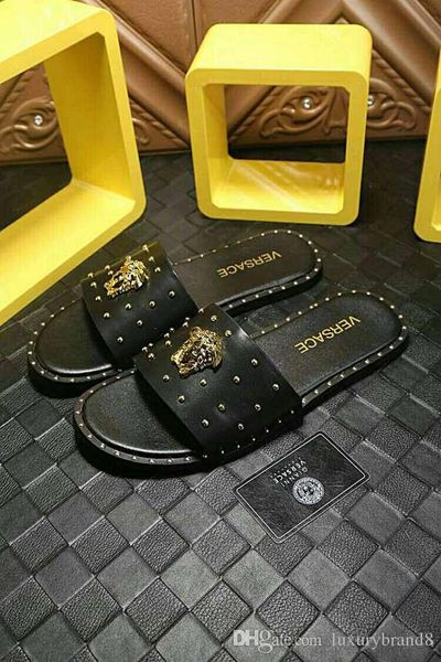 

Оригинальная коробка Популярные Мужские Тапочки Летние Плоские Черно-Белые Мужс