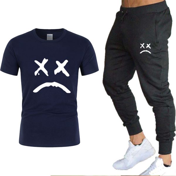 

мужские костюмы трек set summer эпикировка two piece set мужской тенниска брюки обучение tracksuit mens отдых фитнес joggers спортивная, Gray