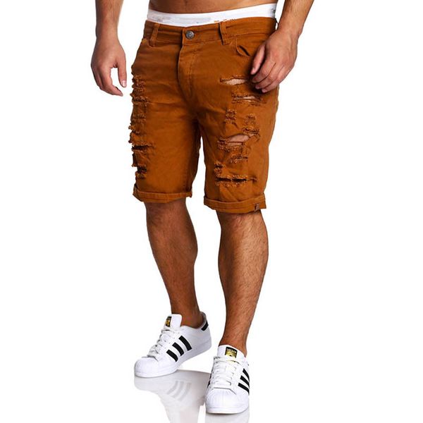 

black ripped jeans men 2018 brand short biker denim jeans summer casual slim fit water washed cotton straight men short, Blue
