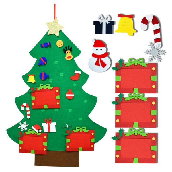 

diy войлок рождественская елка комплект 24 шт. съемные украшения 3 шт. рамы для картин с подвесной веревкой для детей и малышей рождество пр
