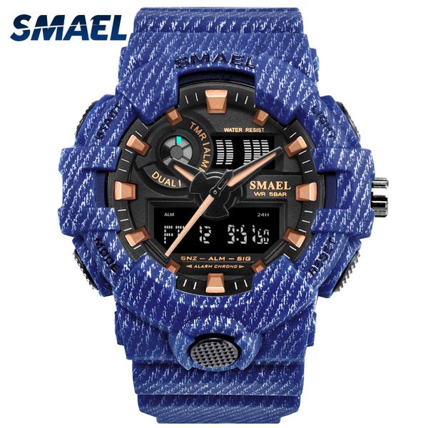 

smael 8001 men watches cowboy sport watch double time digital wristwatch waterproof relogio masculino, Slivery;brown