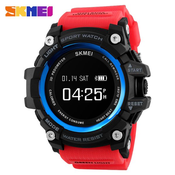 

skmei smart watch men heart rate sport watches bluetooth pedometer calorie digital wristwatches 50m waterproof relogio masculino, Slivery;brown