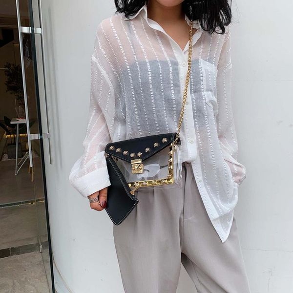 

women candy pure color handbags fashion transparent chain bags drawstring package small square bag for ladies bolso mujer 2020