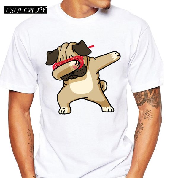 

2017 summer fashion dabbing pug t-shirt men funny t shirts dabbing unicorn/cat/zebra/panda hip hop tee, White;black