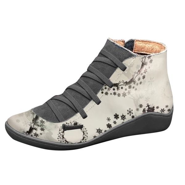 

jaycosin women's boots winter boots women casual flat leather retro lace-up side zipper round toe shoe british style, Black