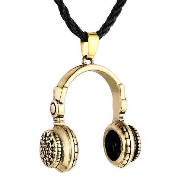 

retro music headphones pendant necklace hipster hip hop punk necklace accessories men fashion headphones pendant sweater chain, Silver