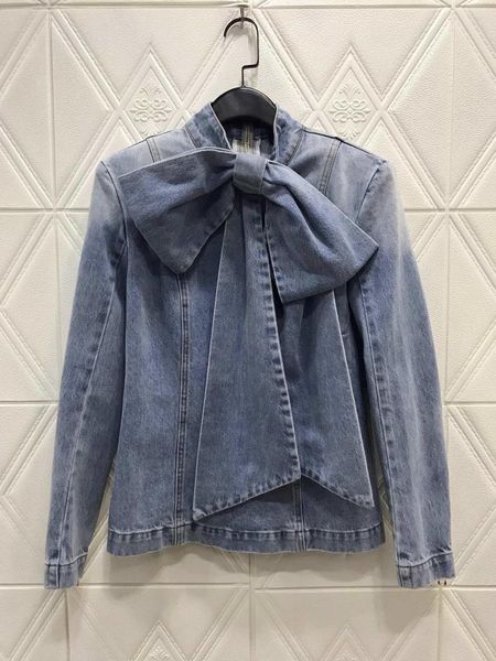 

2019 new ladies fashion long sleeve bow denim 0806, Black;brown