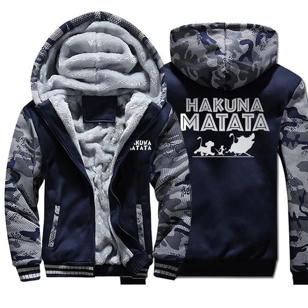 

the lion king winter men camo jacket fleece thick warm mens jackets and coats simba pumbaa hoodies sweatshirt sportswear hoodie, Black