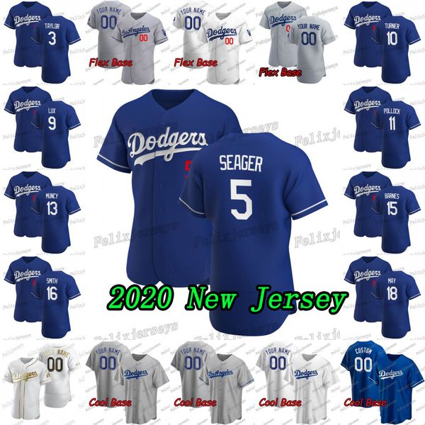 

5 corey seager 2020 new 18 dustin may joe kelly will smith austin barnes max muncy a.j. pollock justin turner gavin lux chris taylor jersey, Blue;black