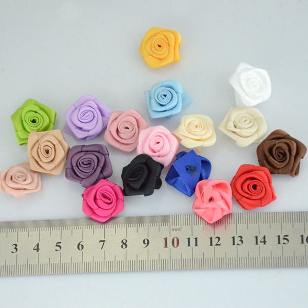 

200 шт / много, 2 см мило маленькая рука складка ленты цветок розы голова цветок мода проведение аксессуары для волос головы плоские, Slivery;white