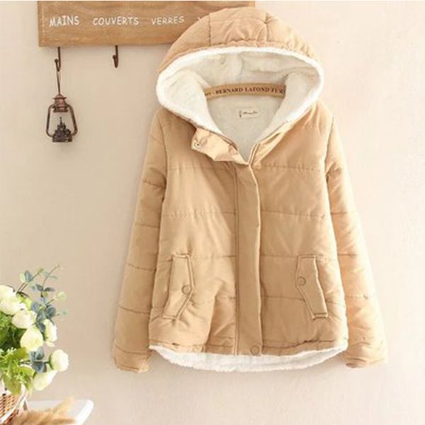 

2019 women fleece parkas coat new korean style casual loose jackets warmer pink khaki velvet coat winter for women, Black