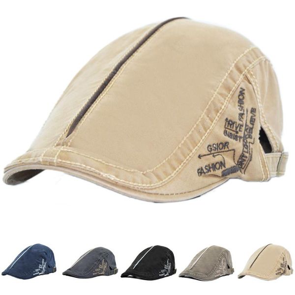 

men boy casual vintage autumn winter outdoor cotton adjustable beret warm keeping hat flat cap, Blue;gray