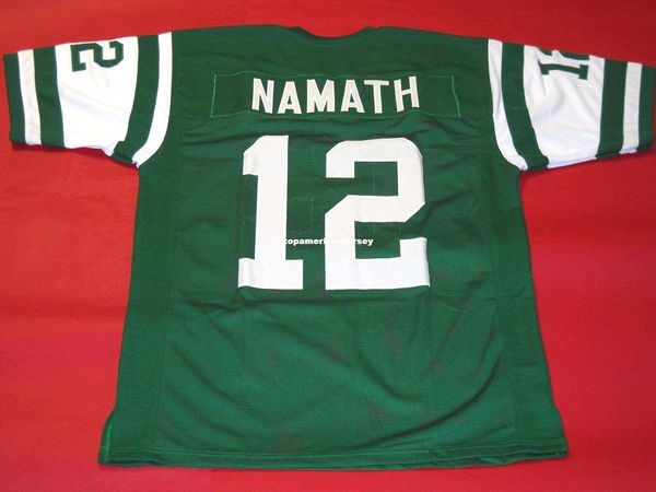 

retro #12 joe namath custom mitchell & ness jersey green mens stitching s-5xl,6xl football jerseys running, Black;blue