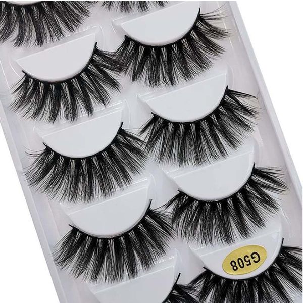 

qingdao factory direct deal 5pairs/box mink hair soft false eyelashes fluffy wispy thick lashes handmade soft eye makeup extension tools