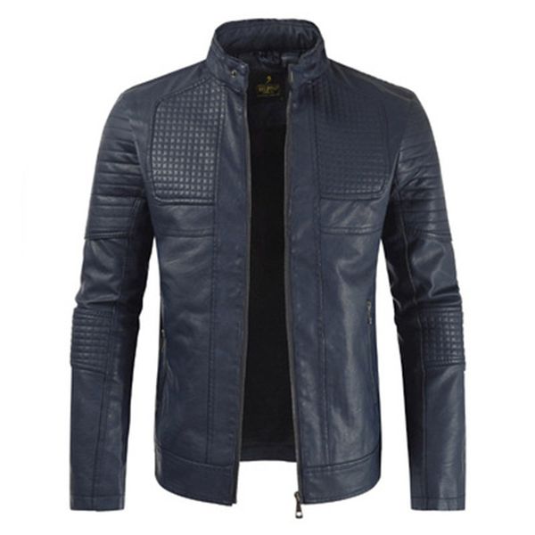 

2019 men's new 3 color stand collar leather jacket tide, Black;brown