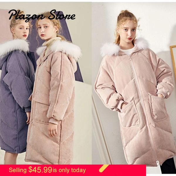 

vintage corduroy long parka puffer jacket kawaii bubble coat fur parka gothic harajuku long coat cotton pocket fur hooded, Tan;black