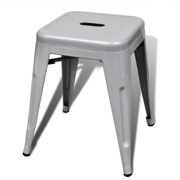 

2 pcs grey stackable small metal stool living room furniture