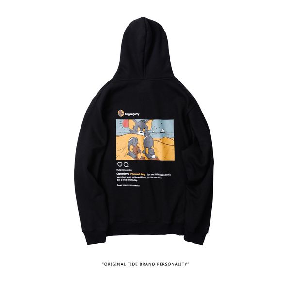 

designer men's women's jumpers with cat mouse print funny hoodies 19fw fashion outwear streetwear sweatshirt size s-xl wholesale, Black