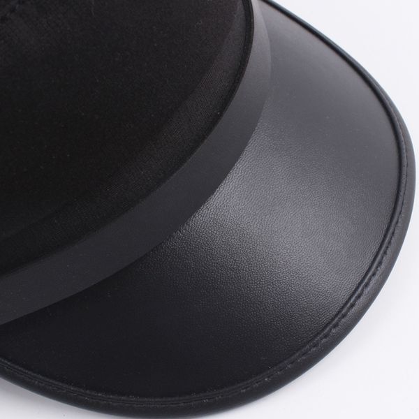 

fashion pu leather military hat autumn winter wool sailor hat for women men black flat female travel cadet hat captain cap, Blue;gray