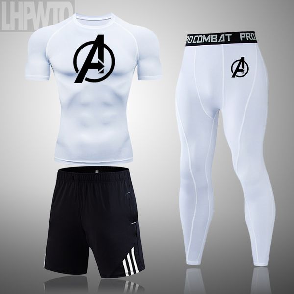 

compression men's sport suits quick dry fit running sets the leggings sports jogging training gym fitness set, Black;blue