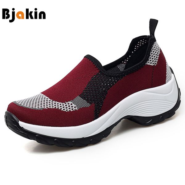 

42 sneakers women lightweight thick bottom platform shoes cushion female sock walking shoes height increasing zapatos de mujer