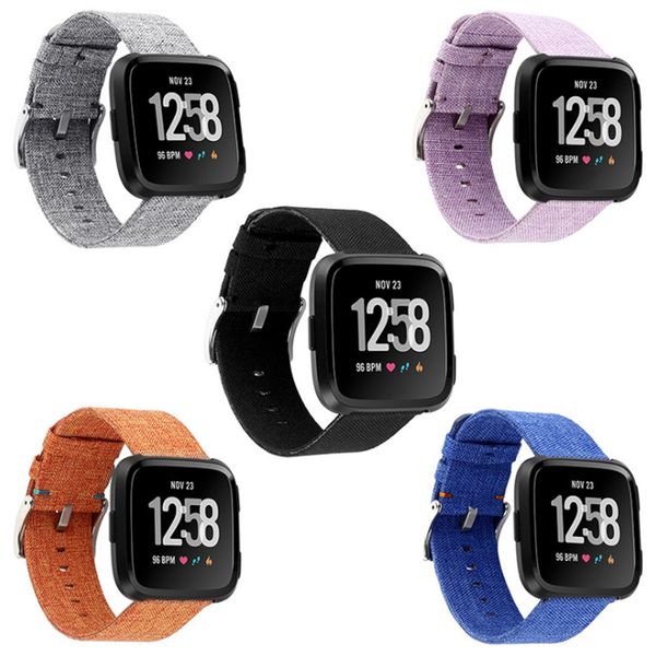 

woven nylon fabric 22mm sport wrist band strap for fitbit versa watchbands wristband sport band wrist bracelet strap bands, Black;red