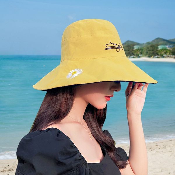 

comqj 2019 женский навес ветрозащитный веревка бассейн ведро ведро навес рыбацкая шляпа открытый досуг вышивка улыбающееся лицо двусторонний, Blue;gray