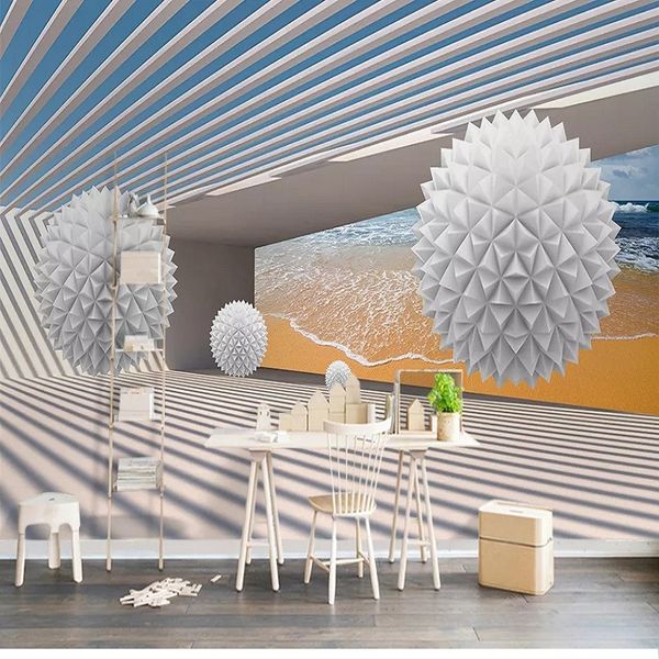 

custom large mural 3d wallpaper modern creative 3d space corridor sphere bedroom tv back wall decor deep 5d embossed