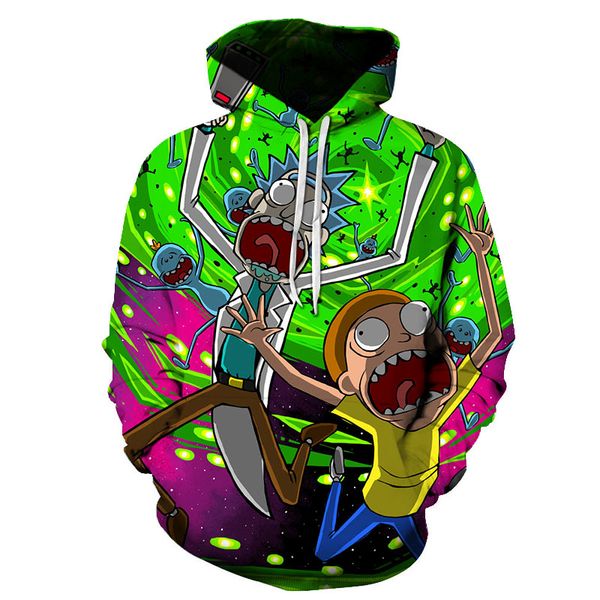 

biaolun new 3d sweatshirt hip hop men/women hat funny print crazy scientist winter loose thin hooded hoody s-6xl, Black